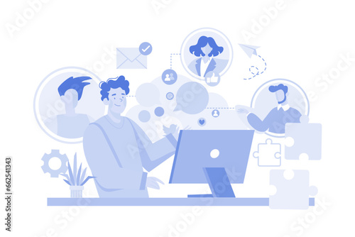Businessman Talks To A Colleague About A Social Marketing Plan