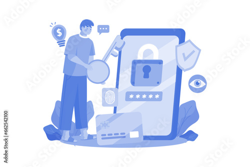 NFT Security Token Illustration concept on white background