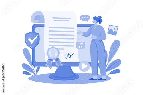 NFT Certificate Illustration concept on white background