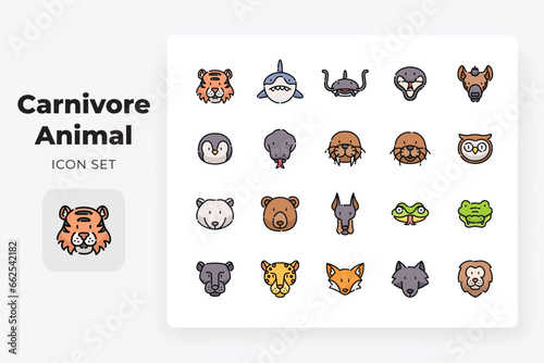 carnivore animal vector icon design set