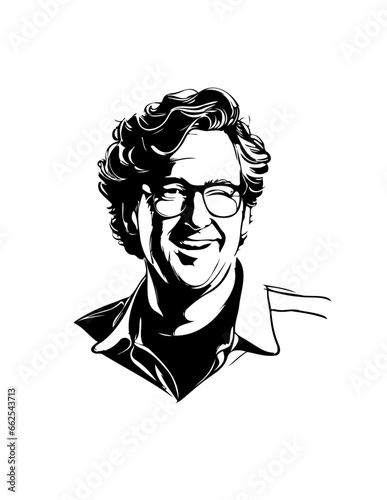 Portrait of a man, Male Vector, Male Torso, Happy Male, Happy Human, Smiling Glasses Man