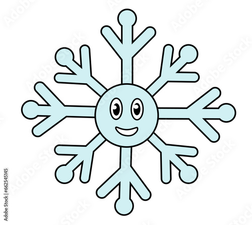 Retro 70s 60s 80s Hippie Groovy Christmas Winter Snowflake. Vector flat illustration.