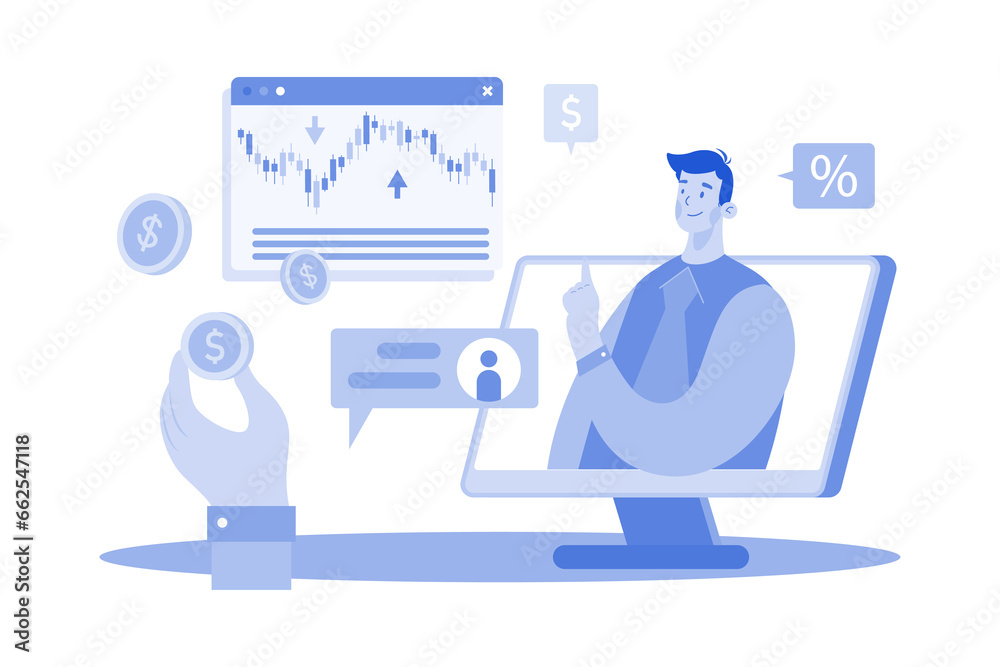 Stockbroker Illustration concept on white background Stockbroker Illustration concept on white background