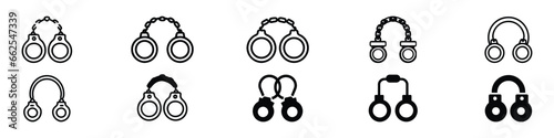 Handcuffs icon. Handcuffs, manacles or shackles icon. Chained, handcuffed hands. Handcuffs icon vector, handcuffs icon, Icon of handcuffs. simple symbol handcuffs icon