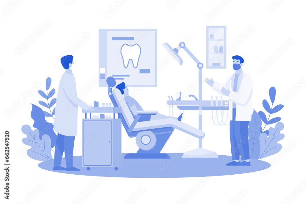 Dentists treating patients' teeth in the clinic. Dentists treating patients' teeth in the clinic.