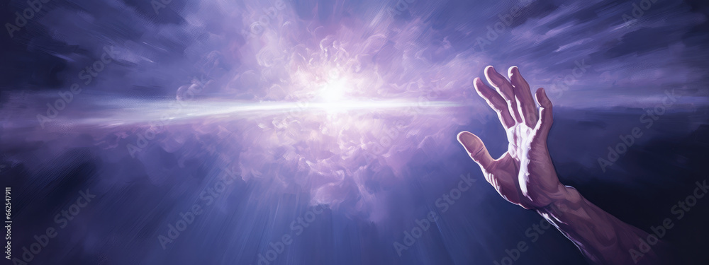 Reaching for the Divine: Ethereal Realms of Purple and Light Reaching for the Divine: Ethereal Realms of Purple and Light