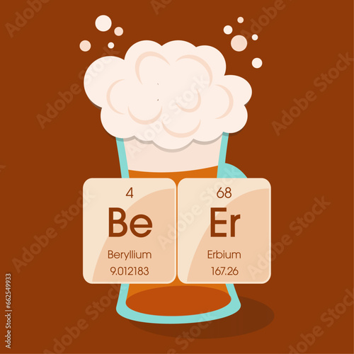 Fun with science foaming beer mug periodic table elements vector illustration graphic
