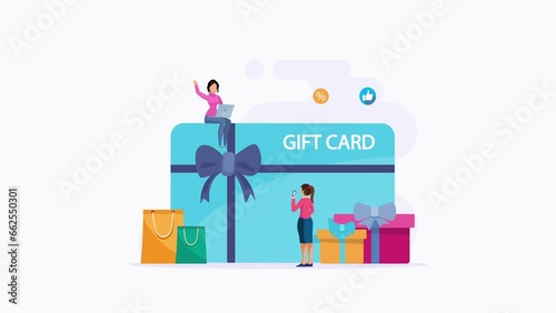 Gift card and promotion strategy, gift voucher, discount coupon and gift certificate concept, 2d video animation 4k clip	