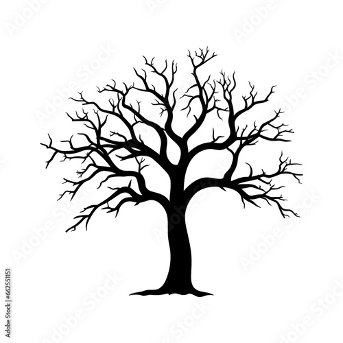 Dead Tree Vector Silhouette Clipart  Scary Tree Silhouette vector  Halloween Spooky Tree vector illustration