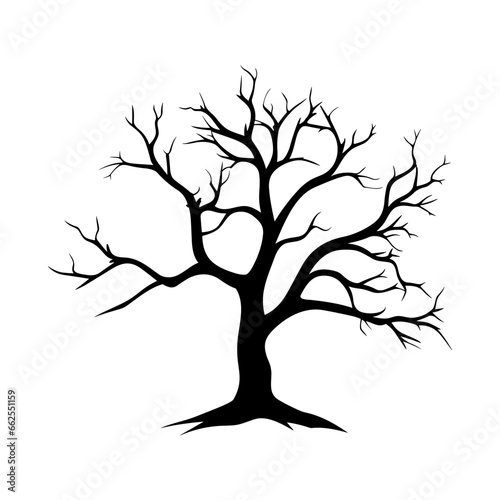 Dead Tree Vector Silhouette Clipart  Scary Tree Silhouette vector  Halloween Spooky Tree vector illustration