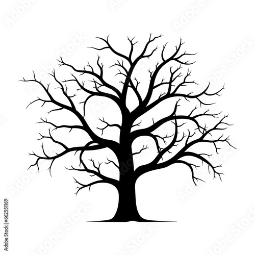 Dead Tree Vector Silhouette Clipart, Scary Tree Silhouette vector, Halloween Spooky Tree vector illustration