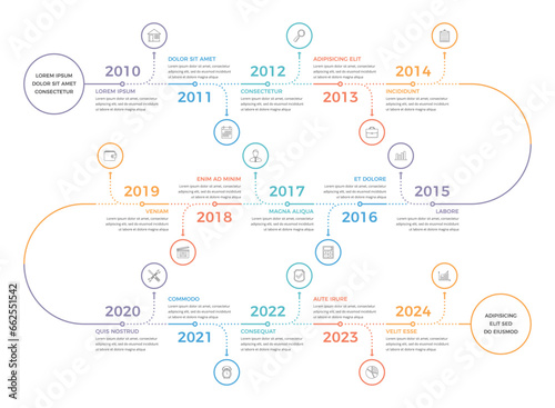 Timeline - infographic template with 15 elements with place for your icons and text, vector eps10 illustration