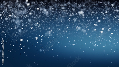 Christmas background snow blue background. Christmas snowy winter design. White falling snowflakes, © Thanapipat