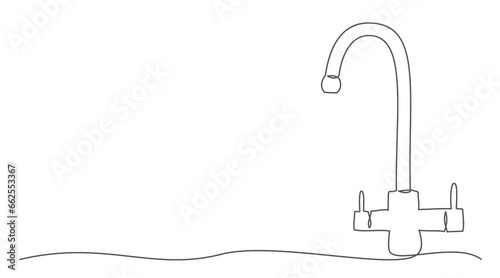 Faucet One line drawing isolated on white background