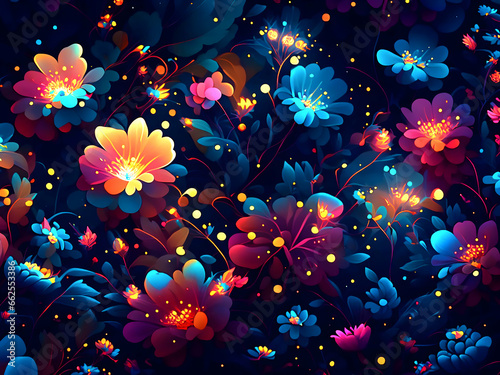 A burst of glowing color of floral pattern design