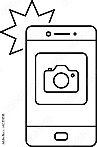 Photo on smartphone with flash vector. Smartphone, Selfie, Flash icon