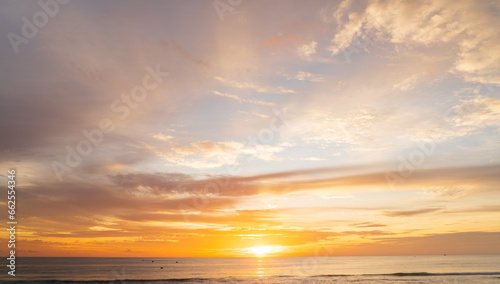 Abstract amazing Scene of stuning Colorful sunset or sunrise with clouds background in nature and travel concept  wide angle shot Panorama shot Copy space