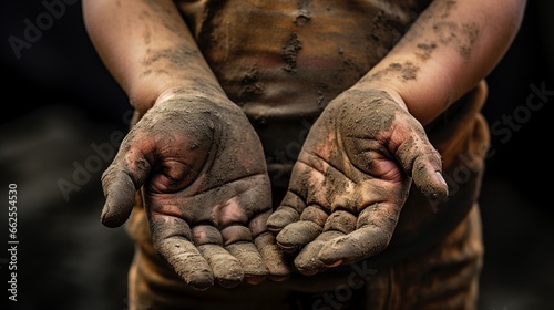 : A child laborer's hands, depicting the issue of child exploitation.