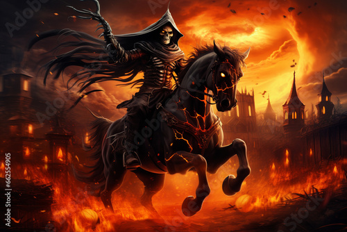 dead knight in the fire,Halloween concept