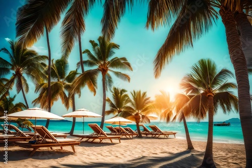 beach with palm trees © Vani