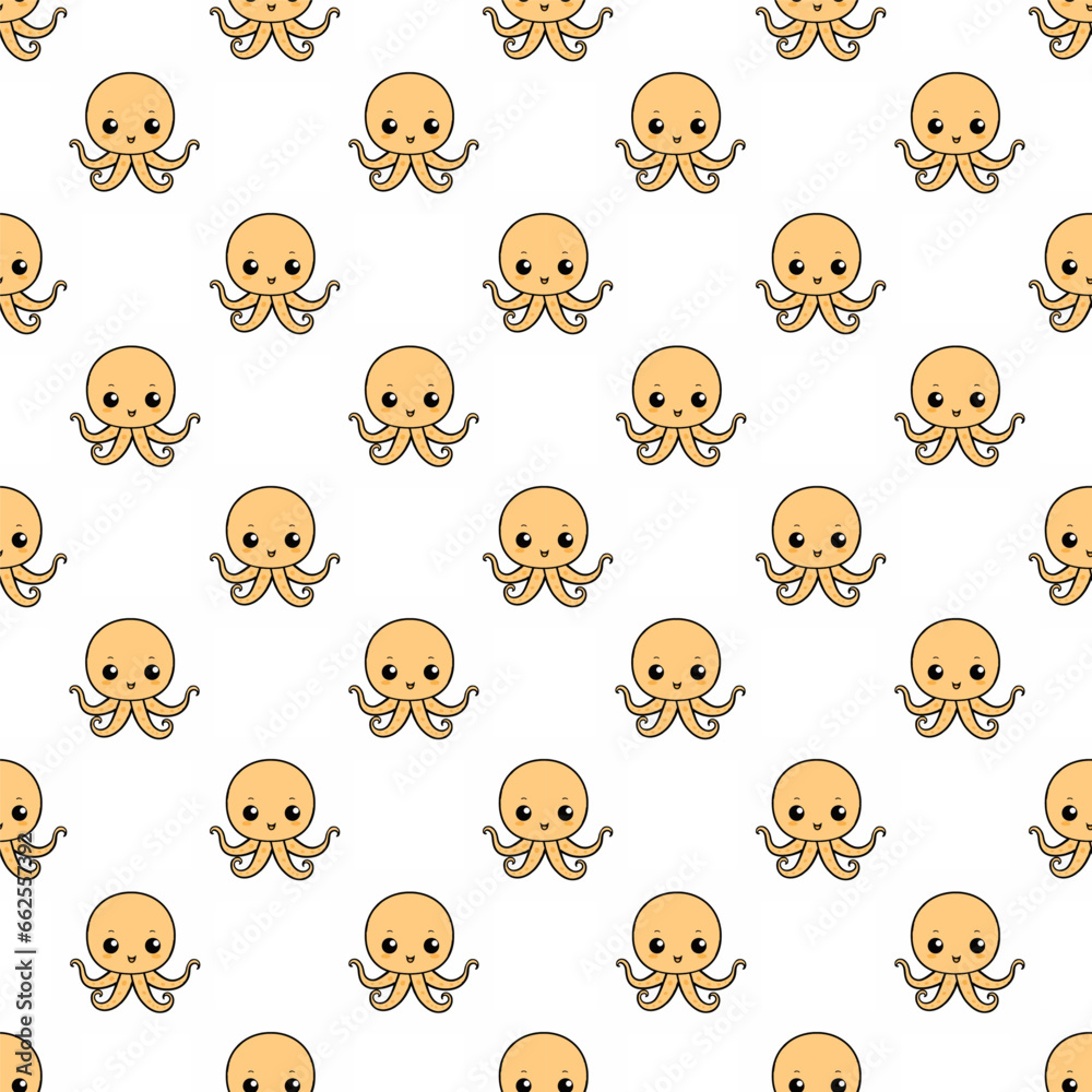 Cute seamless squid pattern design for decorating, backdrop, fabric, wallpaper and etc. Cute seamless squid pattern design for decorating, backdrop, fabric, wallpaper and etc.