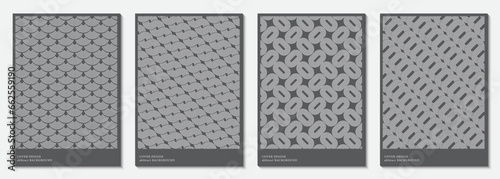 Collection of cover design patterns with monochrome background geometric patterns. Ideas for magazines, brochures and posters. Vector Illustrator EPS.