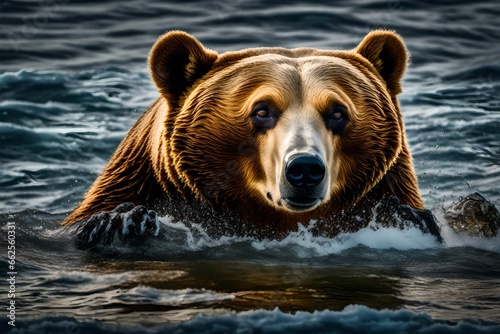 brown bear in water