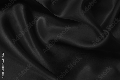 Black grey fabric texture background, detail of silk or linen pattern. © Tumm8899