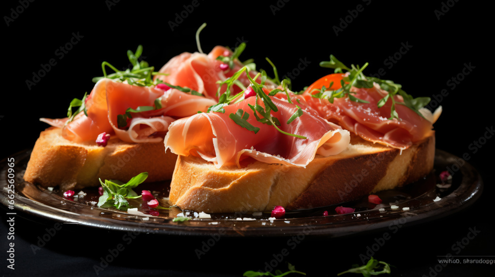 Ham bruschetta food