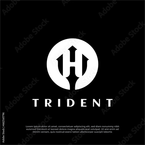 Silhouette trident house logo design inspiration