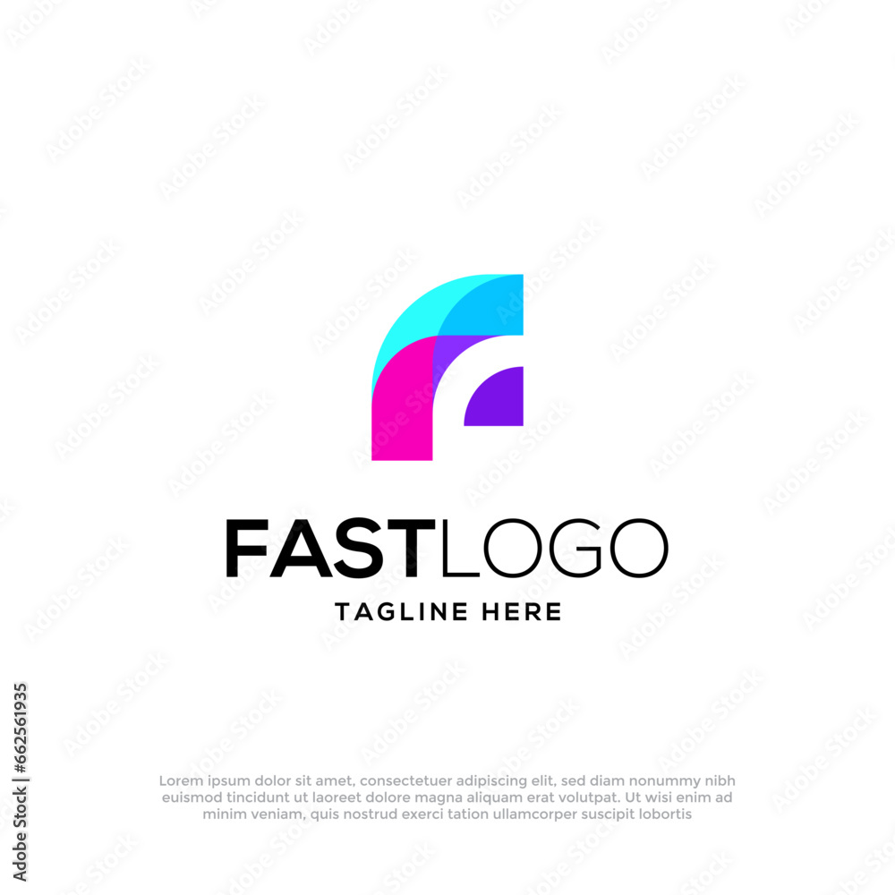 Fast pixel technology logo design vector template Fast pixel technology logo design vector template