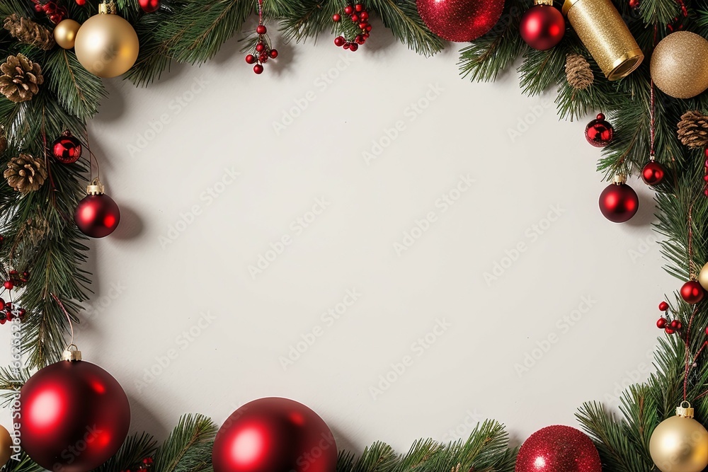 A beautiful red and gold Christmas wreath is adorned with white flowers and green pine branches, set against a pure white background. A beautiful red and gold Christmas wreath is adorned with white flowers and green pine branches, set against a pure white background.