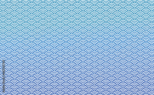 ブルーの手書き風青海波の背景