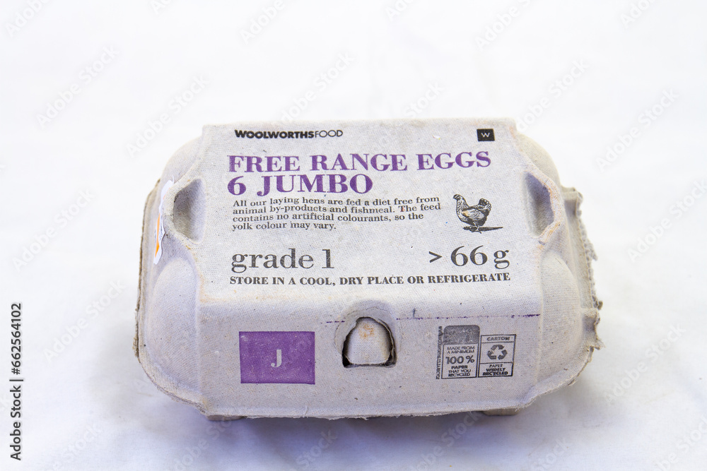 Johannesburg, South Africa six jumbo free range eggs from Woolworths