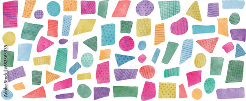 カラフルな水彩で描いた枠やフレームのセット