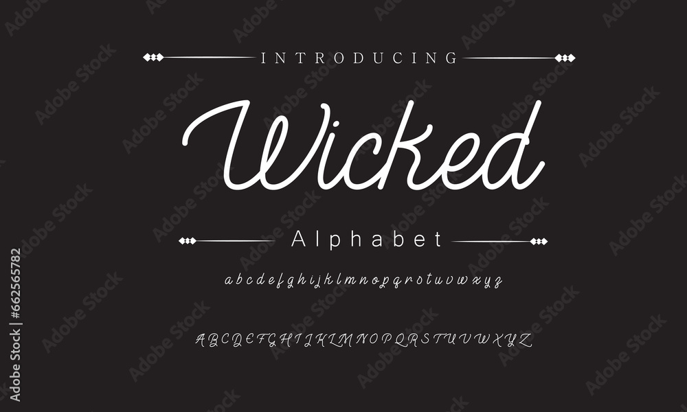 Wicked Elegant Font Uppercase Lowercase and Number. Classic Lettering Minimal Fashion Designs. Typography modern serif fonts regular decorative vintage concept. vector illustration