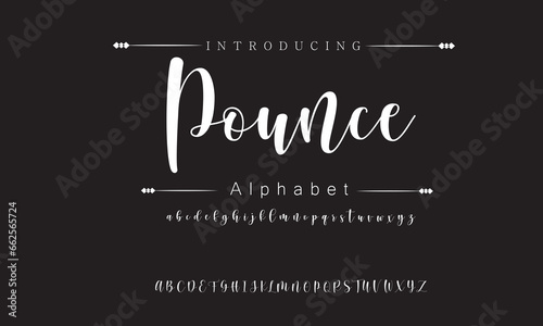 Pounce Elegant Font Uppercase Lowercase and Number. Classic Lettering Minimal Fashion Designs. Typography modern serif fonts regular decorative vintage concept. vector illustration