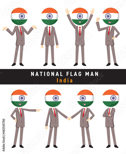 インドの国旗を擬人化したキャラクターセット