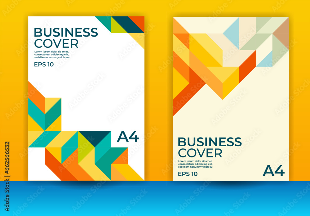 geometric cover design, brochure company design, annual report cover design
