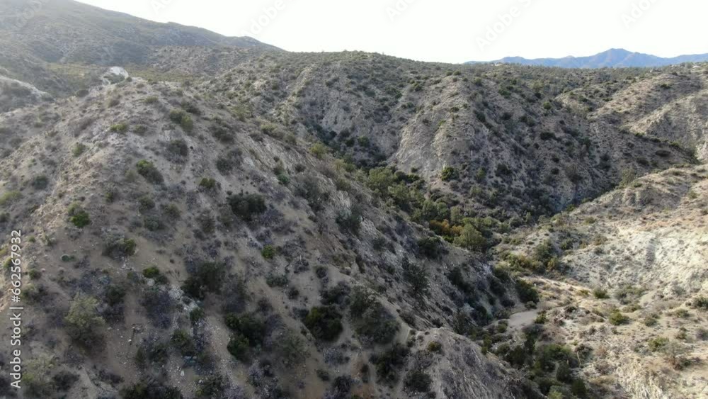 Aerial view of Cahuilla Indian Reservation landscape lies in high desert valley, California, USA