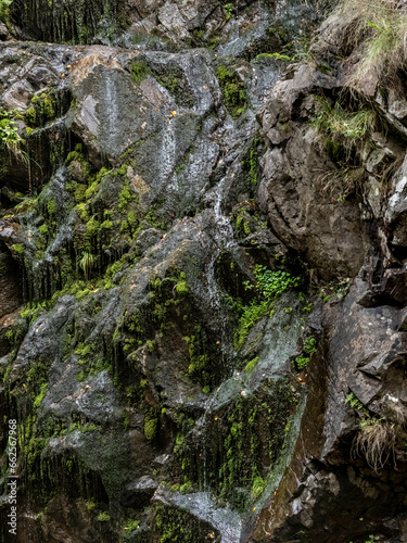 Beautiful waterfall in Cheile Galbenului gorge, Baia de Fier, Gorj, Romania