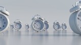 Alaram clocks on a white background 3d rendering