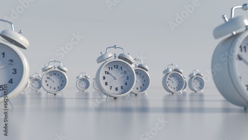 Alaram clocks on a white background 3d rendering photo
