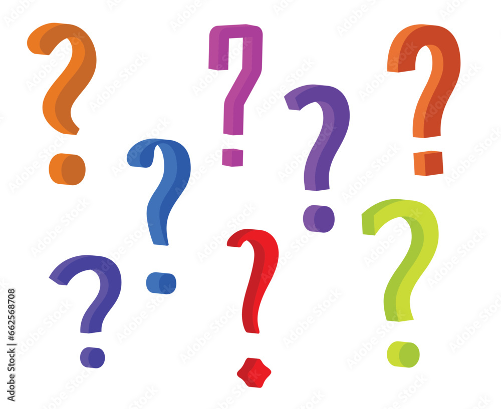 Awesome 3d colorful question mark set. Awesome 3d colorful question mark set.