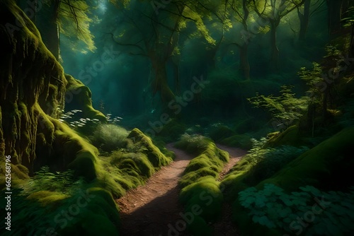 A talking animal forest with hidden pathways in a wonderful  enchanted environment.