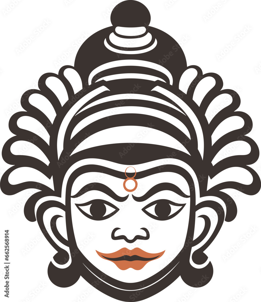 kathakali masks vector illustration for logos, tattoos, stickers, t-shirt designs, hats