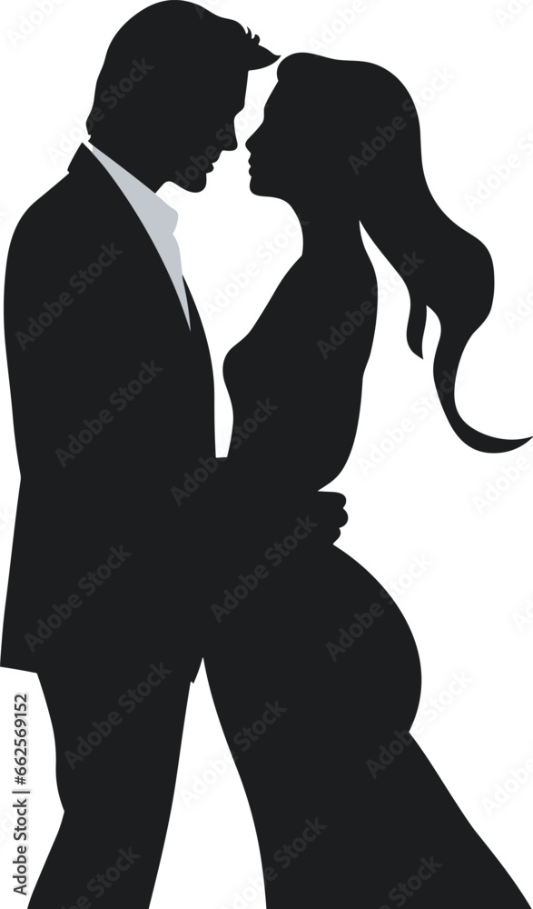 silhouette of a wedding couple vector