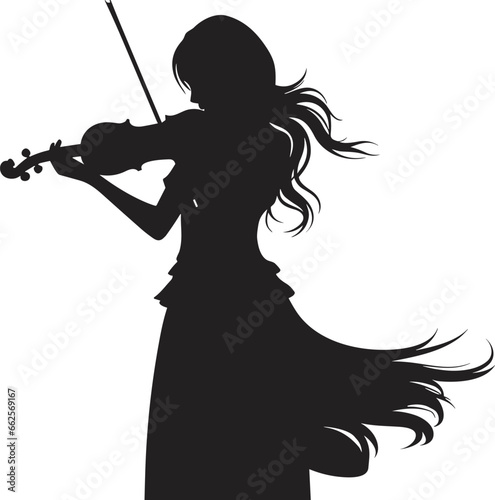 silhouette of a beautiful woman playing violin vector