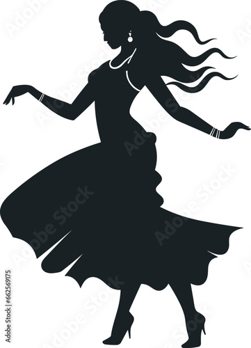 silhouette of an indian girl dancing vector