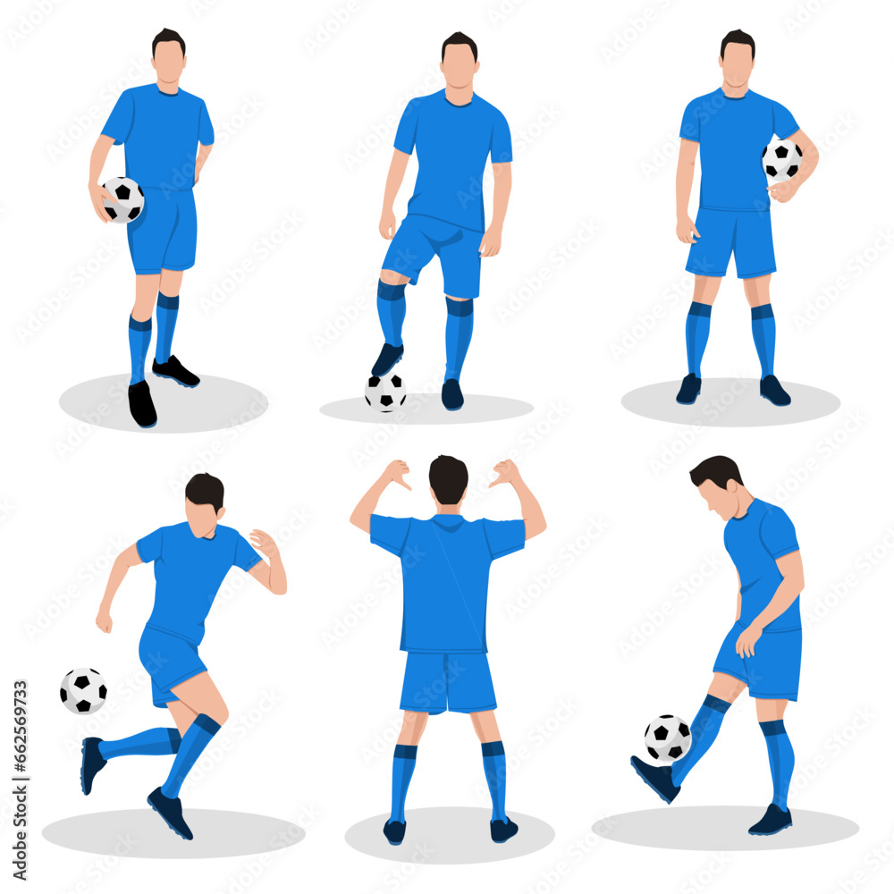 Vector illustration of set footbal player,football skill,football collection,for book,banner,poster isolated
